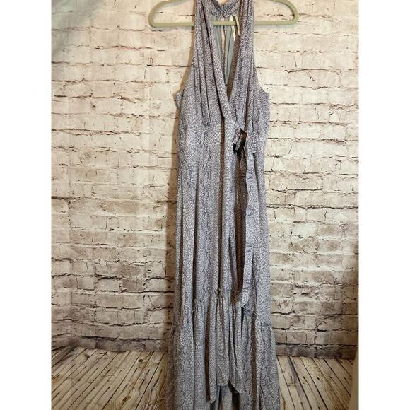 Anthropologie Dresses & Skirts - By Anthropologie Maxi Dress Women 12 Muted Purple Animal Print Midi Flowy Ruffle